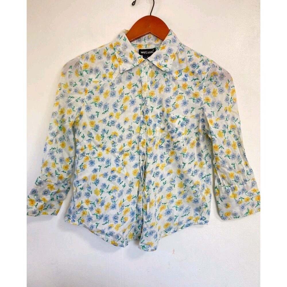 VTG‎ Wet Seal Blouse Womens S Y2K Top Floral Boho Cottagecore Festival Summer